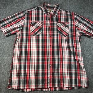 Gold Label Plaid Button Up Shirt Mens 3XL Short Sleeve Red Black Western
